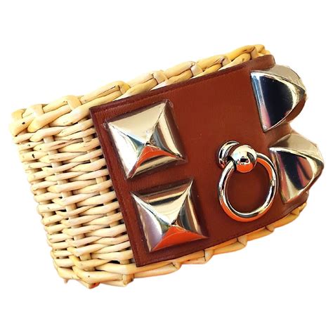 Hermès Medor Picnic CDC Cuff Osier Wicker Fauve Barenia